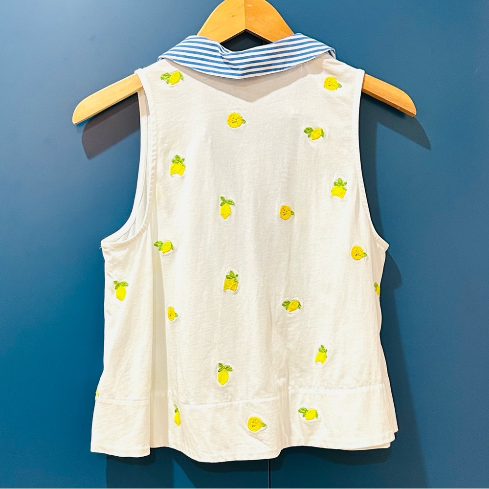 Anthropologie Maeve NWT Lemon Print Sleeveless Swing Top Coastal Preppy Size S - Picture 6 of 10
